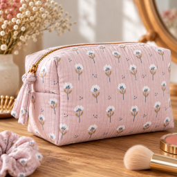 Tissu double gaze de coton Kocha motif fleurs fond pétale