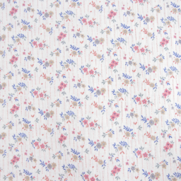 Tissu double gaze de coton Marthe motif fleurs fond blanc cassé
