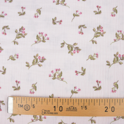 Tissu double gaze de coton Souella motif fleurs fond rose morganite