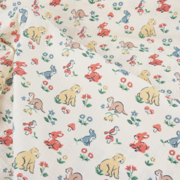Tissu double gaze de coton Foresta motif animaux fond écru - OEKO TEX