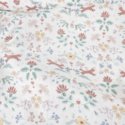 Tissu double gaze de coton Garina motif animaux fond blanc cassé - OEKO TEX