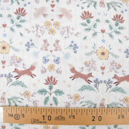 Tissu double gaze de coton Garina motif animaux fond blanc cassé - OEKO TEX