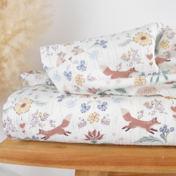 Tissu double gaze de coton Garina motif animaux fond blanc cassé - OEKO TEX