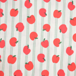Tissu double gaze de coton Bigapple motif pommes fond écru - OEKO TEX