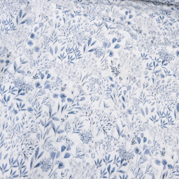 Tissu Double gaze Poaces motif feuillage fond blanc - OEKO TEX
