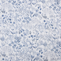 Tissu Double gaze Poaces motif feuillage fond blanc - OEKO TEX