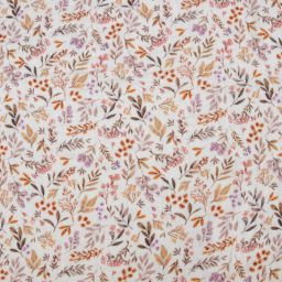 Tissu Double gaze Ivina motif feuillage fond écru - OEKO TEX