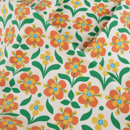 Tissu canva Popreto type bachette motif fleurs vintage - OKEO TEX