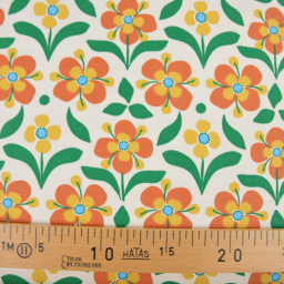 Tissu canva Popreto type bachette motif fleurs vintage - OKEO TEX