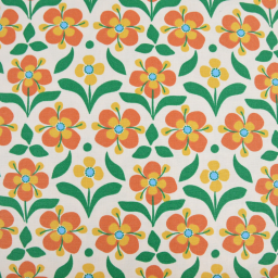 Tissu canva Popreto type bachette motif fleurs vintage - OKEO TEX