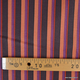 Tissu canva Kudi type bachette motif rayures chocolat - OKEO TEX