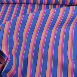 Tissu canva Kudi type bachette motif rayures indigo - OKEO TEX