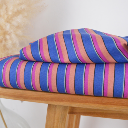 Tissu canva Kudi type bachette motif rayures indigo - OKEO TEX