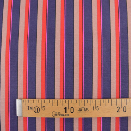 Tissu canva Kudi type bachette motif rayures Violet et rouge - OKEO TEX