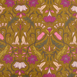 Tissu canva Alphonse type bachette motif fleurs fond bronze - OKEO TEX