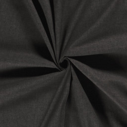 Tissu jean denim Fin et Souple en coton prélavé - Noir