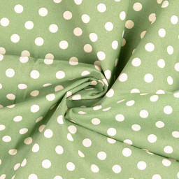 Tissu coton lavé motif Pois - Pomme verte