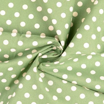 Tissu coton lavé motif Pois - Pomme verte