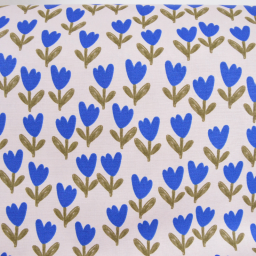 Tissu canva Latulipe type bachette motif fleurs bleues - OKEO TEX