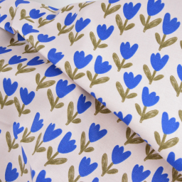 Tissu canva Latulipe type bachette motif fleurs bleues - OKEO TEX