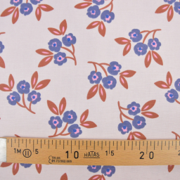Tissu canva Macia type bachette motif fleurs bleues et caramel - OKEO TEX