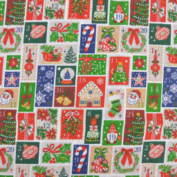 Tissu cretonne coton de Noël motif calendrier de l'avent - Okeo tex