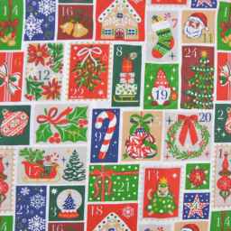 Tissu cretonne coton de Noël motif calendrier de l'avent - Okeo tex