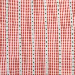 Tissu cretonne coton de Noël Epinette motif carreaux rouges et sapins - Okeo tex