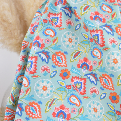 Tissu Borie en coton Marmara motif fleurs fonc céladon - OEKO TEX