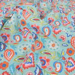 Tissu en coton Marmara motif fleurs fond céladon - OEKO TEX