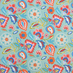 Tissu en coton Marmara motif fleurs fond céladon - OEKO TEX