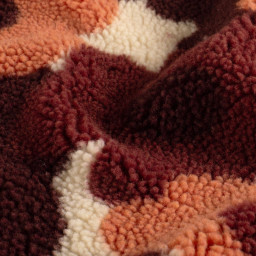 Tissu sherpa fleuri vintage – Bordeaux, terracotta et écru - OEKO TEX