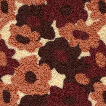 Tissu sherpa fleuri vintage – Bordeaux, terracotta et écru - OEKO TEX