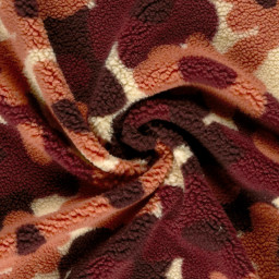 Tissu sherpa fleuri vintage – Bordeaux, terracotta et écru - OEKO TEX