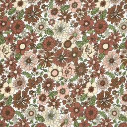 Tissu double gaze Marie motif fleurs fond blanc cassé - OEKO TEX