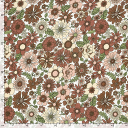 Tissu double gaze Marie motif fleurs fond blanc cassé - OEKO TEX