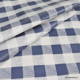 Toile cirée Check à carreaux Vichy - Bleu et blanc