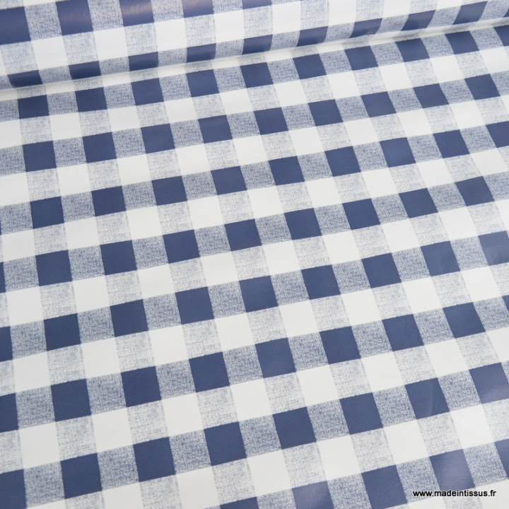 Toile cirée Check à carreaux Vichy - Bleu et blanc
