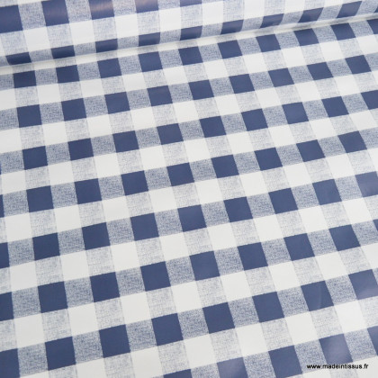 Toile cirée Check à carreaux Vichy - Bleu et blanc