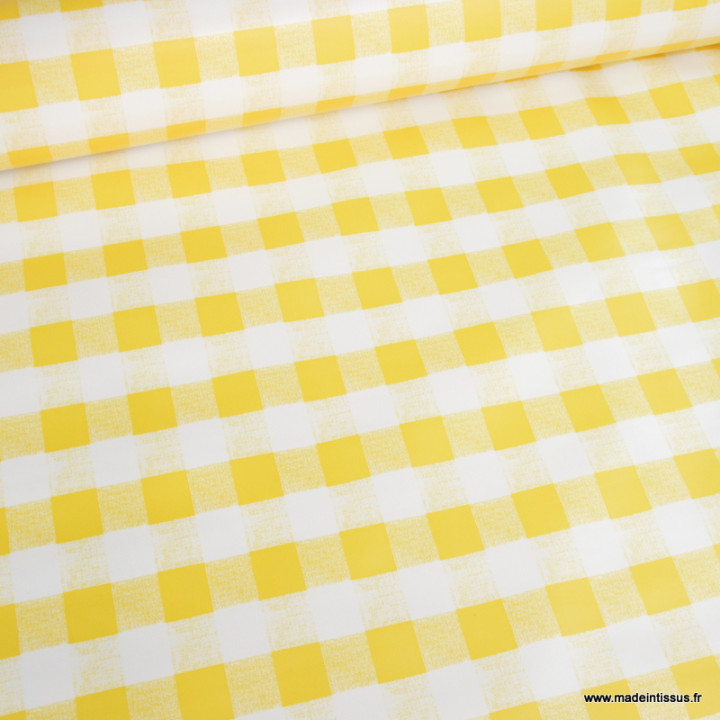 Toile cirée Check à carreaux Vichy - Jaune et blanc