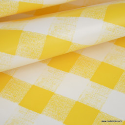 Toile cirée Check à carreaux Vichy - Jaune et blanc