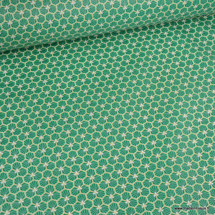 Tissu coton Riad Enduit coloris Vert