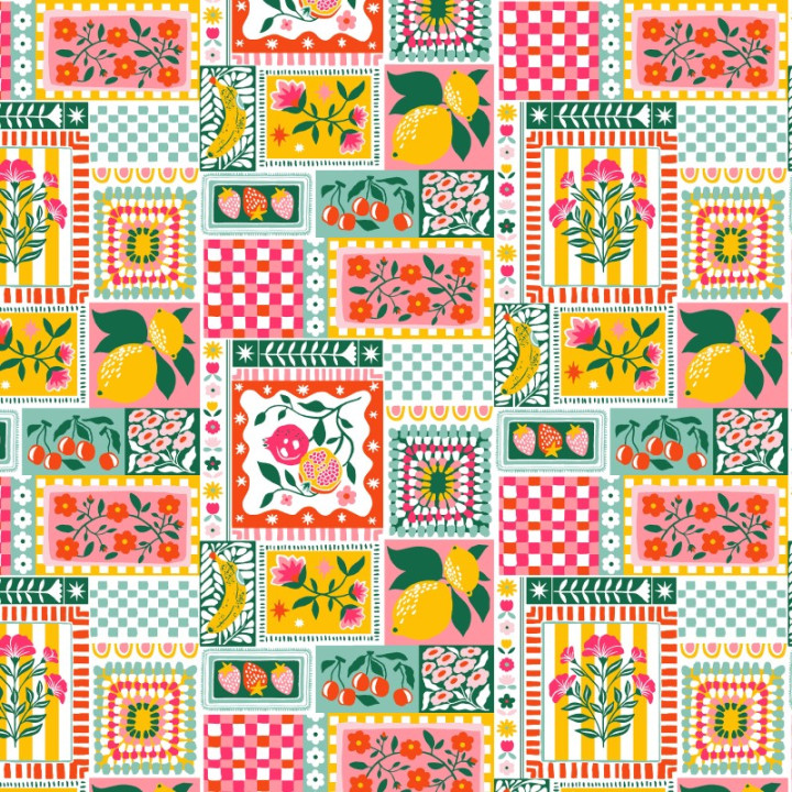 Tissu coton Smoothie multicouleurs - Enduit