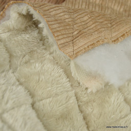 Tissu velours matelassé envers doudou - Taupe
