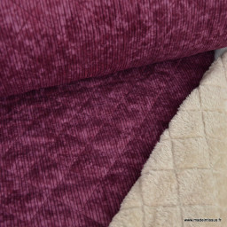 Tissu velours matelassé envers doudou - Lie de vin