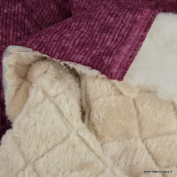 Tissu velours matelassé envers doudou - Lie de vin