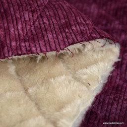 Tissu velours matelassé envers doudou - Lie de vin