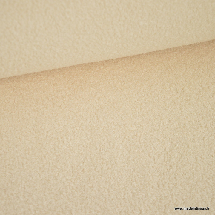 Tissu Teddy bouclette envers polaire - Ecru