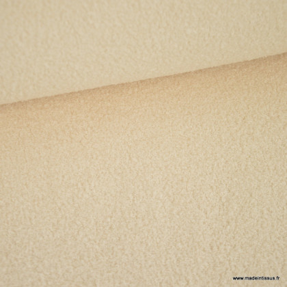 Tissu Teddy bouclette envers polaire - Ecru