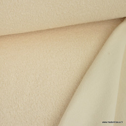 Tissu Teddy bouclette envers polaire - Ecru